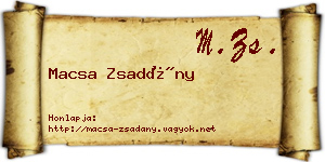 Macsa Zsadány névjegykártya
